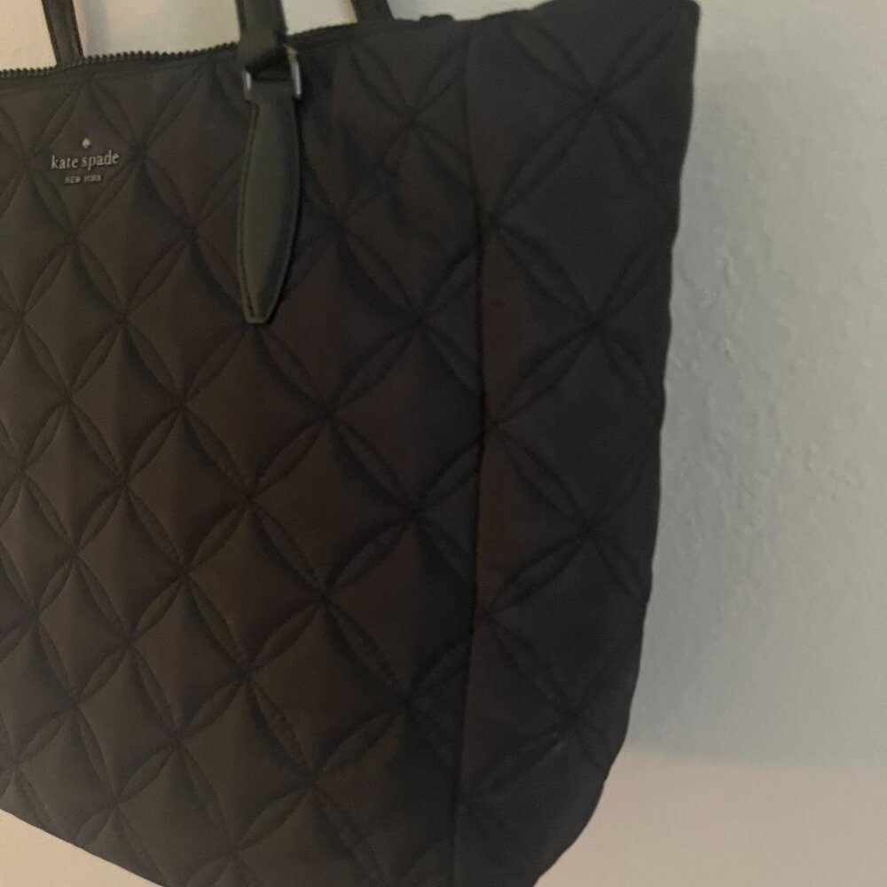 Black Quilted Nylon Kate Spade Shoulder Work Bag